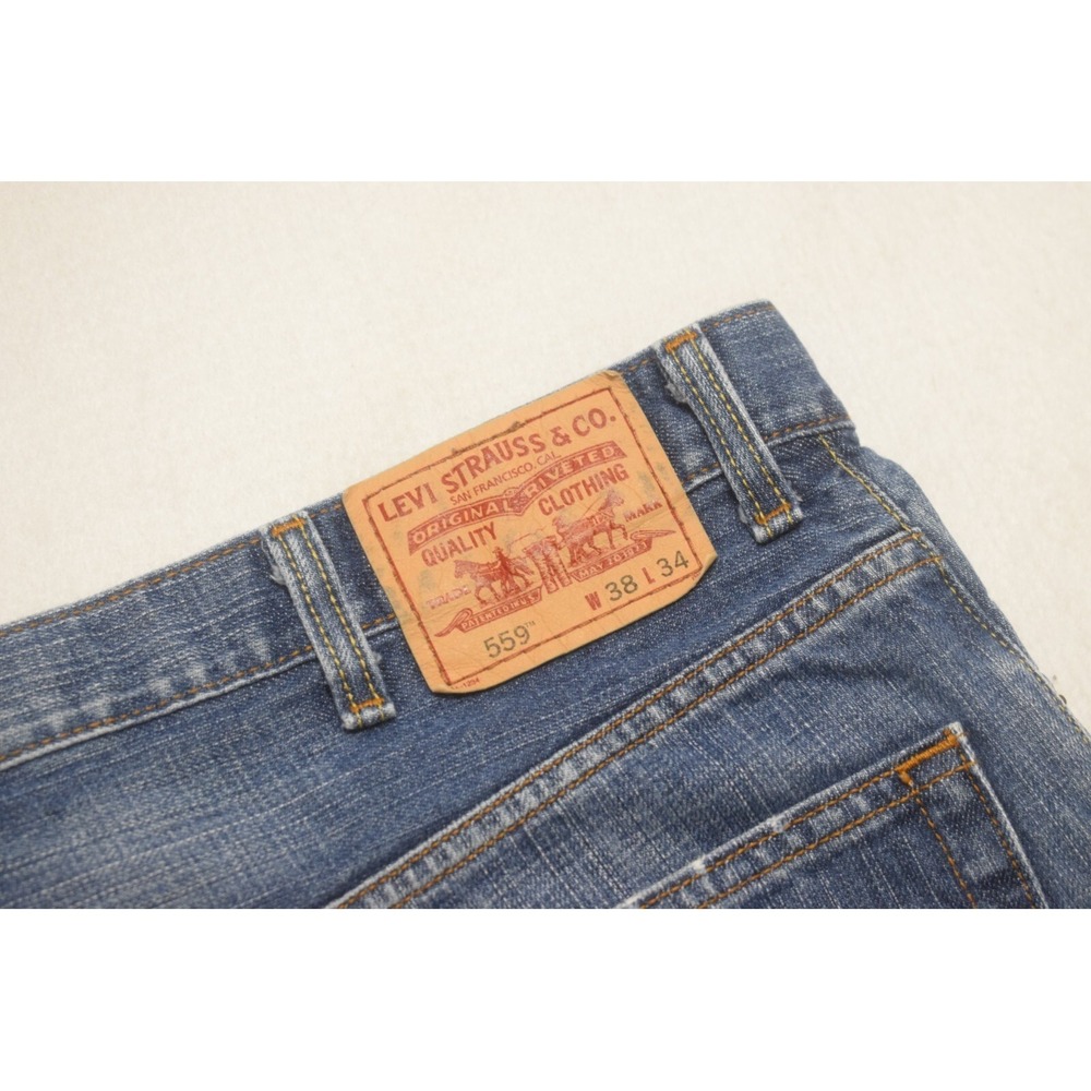 Levi's 559 Relaxed Straight Leg Denim Blue Jeans Mens Size 38 x 34